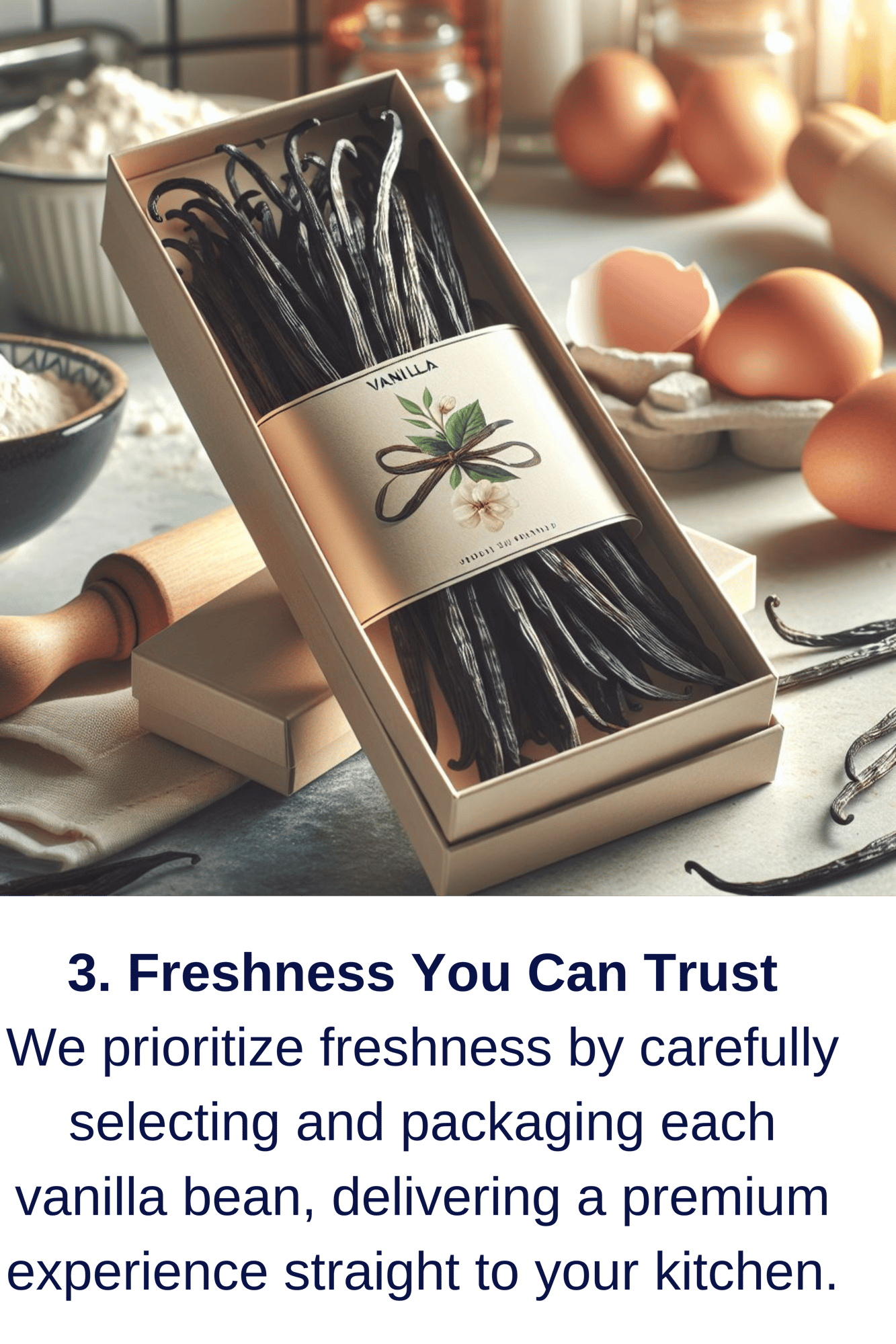 1. Pure, Premium Quality We source only the finest Madagascar vanilla, ensuring every product is rich in authentic flavor and free from additives. (2)-1